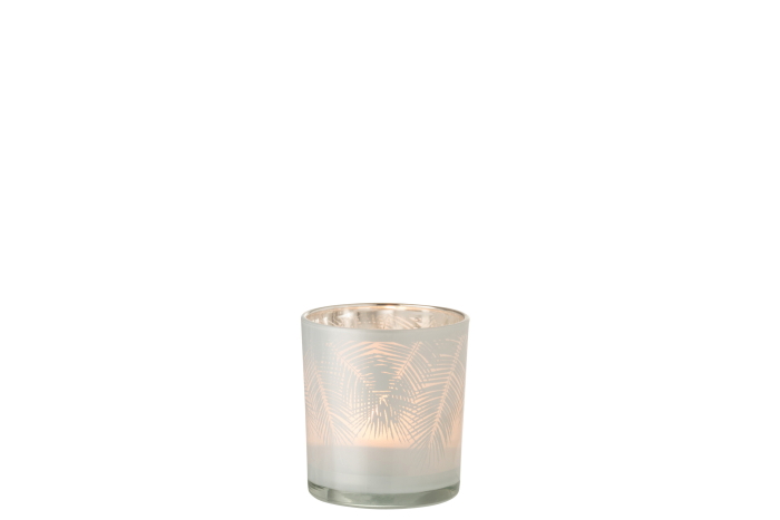 Suport lumanari, Sticla, Alb, 7x7x8 [2]