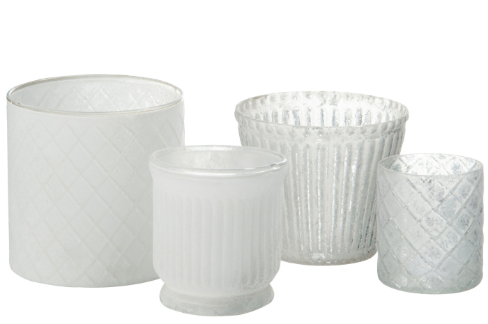 Suport lumanari, Sticla, Alb, 9x9x9.5 [2]