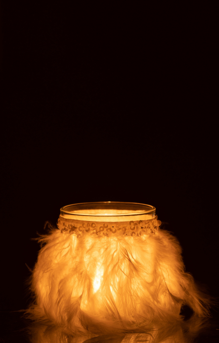 Suport lumanari, Sticla, Alb, 9x9x9 [3]