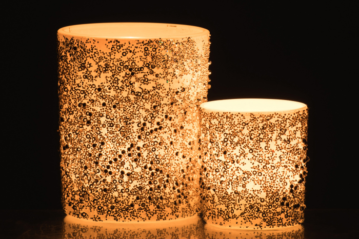 Suport lumanari, Sticla, Argintiu, 10.5x10.5x12.5 [6]