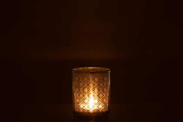 Suport lumanari, Sticla, Argintiu, 10x10x12.5 [3]