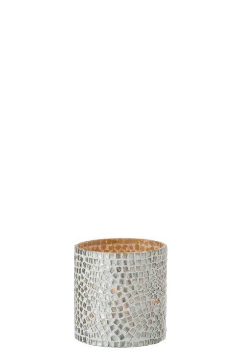 Suport lumanari, Sticla, Argintiu, 11x11x10 [2]