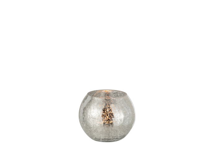 Suport lumanari, Sticla, Argintiu, 12x12x10 [3]