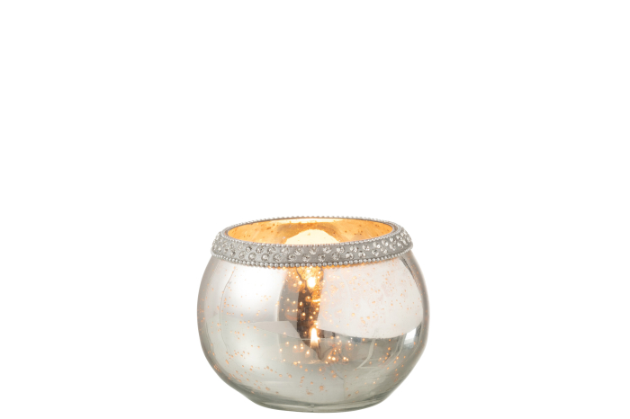 Suport lumanari, Sticla, Argintiu, 13x13x10 [2]