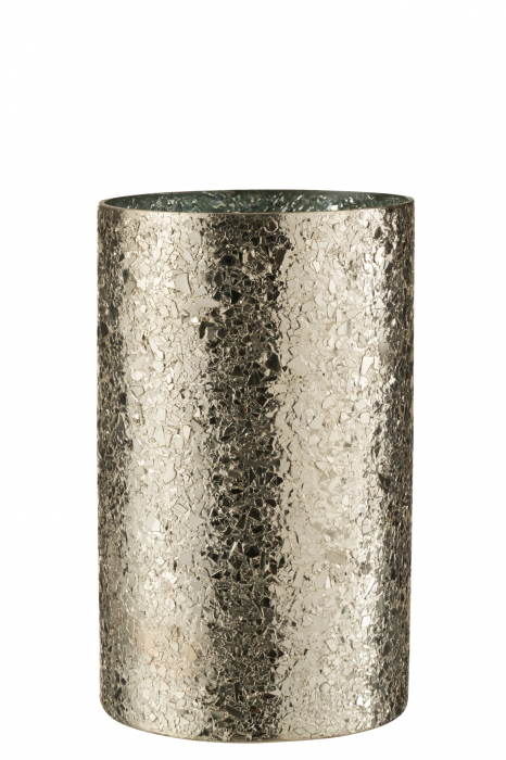 Suport lumanari, Sticla, Argintiu, 15.5x15.5x25 cm