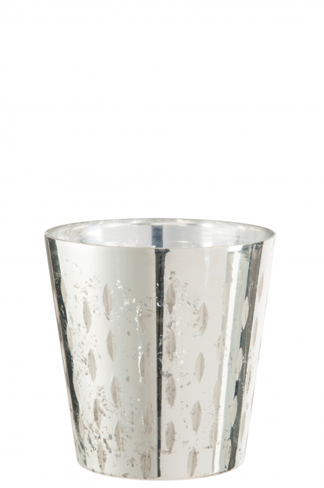 Suport lumanari, Sticla, Argintiu, 15x15x15 cm