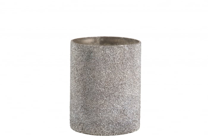 Suport lumanari, Sticla, Argintiu, 16x16x21 cm