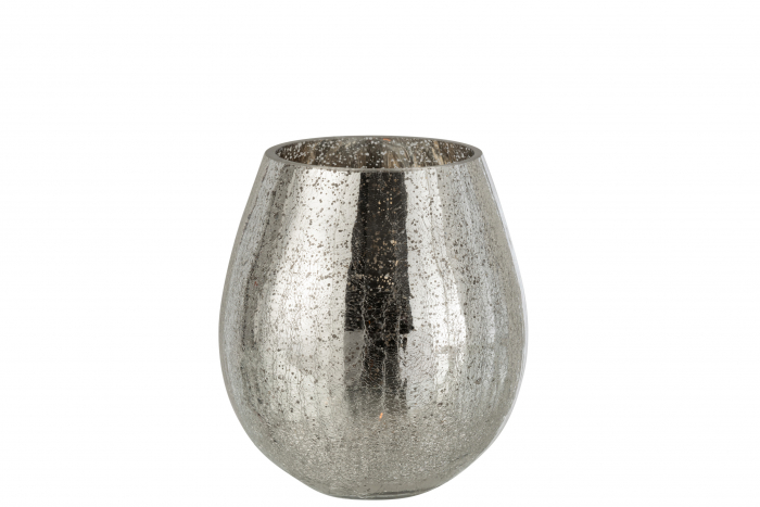 Suport lumanari, Sticla, Argintiu, 19x19x21.5 cm