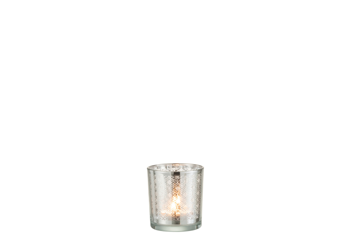 Suport lumanari, Sticla, Argintiu, 7.3x7.3x8 [3]