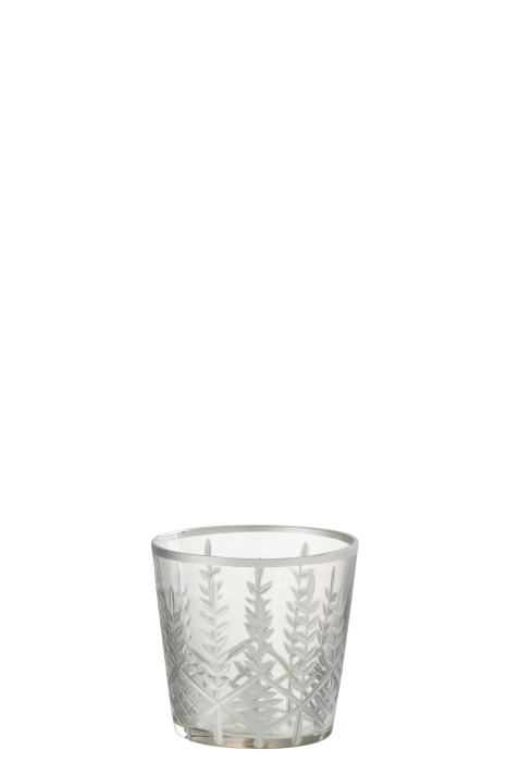 Suport lumanari, Sticla, Argintiu, 9.5x9.5x9 [2]