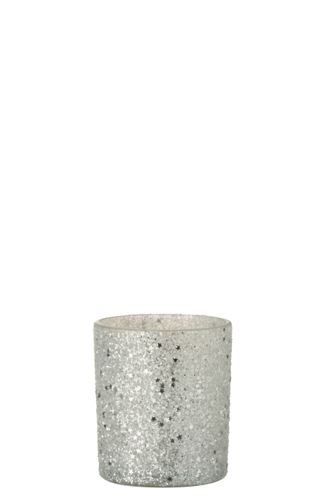 Suport lumanari, Sticla, Argintiu, 9x9x10 [2]