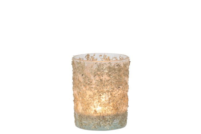 Suport lumanari, Sticla, Auriu, 10x10x12.5 [2]