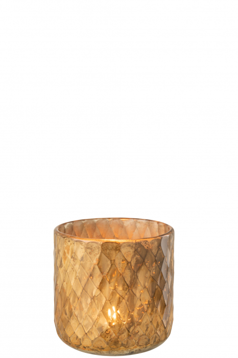 Suport lumanari, Sticla, Auriu, 14x14x14 cm [2]