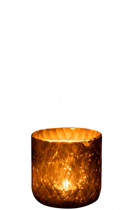 Suport lumanari, Sticla, Auriu, 14x14x14 cm [3]