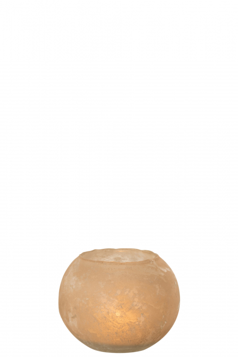 Suport lumanari, Sticla, Auriu, 18x18x14 cm [2]