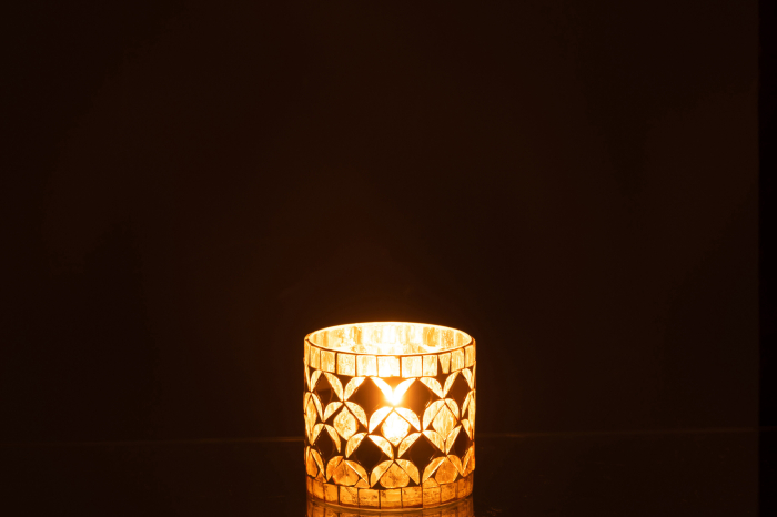 Suport lumanari, Sticla, Auriu, 8x8x7.5 [4]