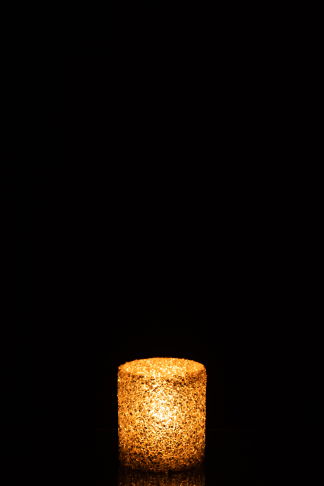 Suport lumanari, Sticla, Auriu, 8x8x9 [3]