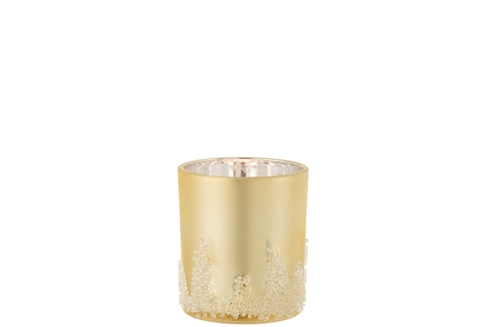 Suport lumanari, Sticla, Auriu, 9x9x10 [2]