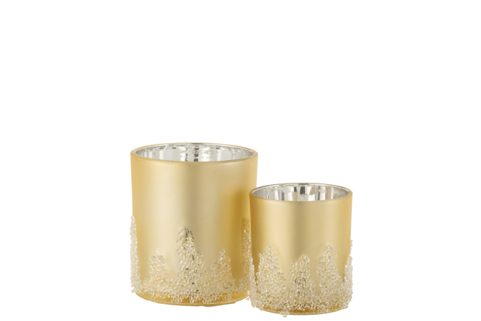 Suport lumanari, Sticla, Auriu, 9x9x10 [4]