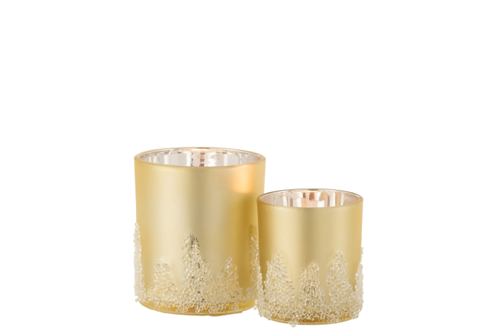 Suport lumanari, Sticla, Auriu, 9x9x10 [5]