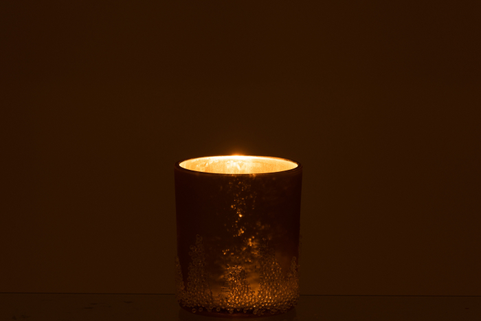 Suport lumanari, Sticla, Auriu, 9x9x10 [3]