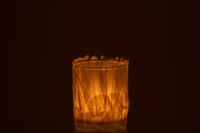 Suport lumanari, Sticla, Bej, 8x8x10 [3]