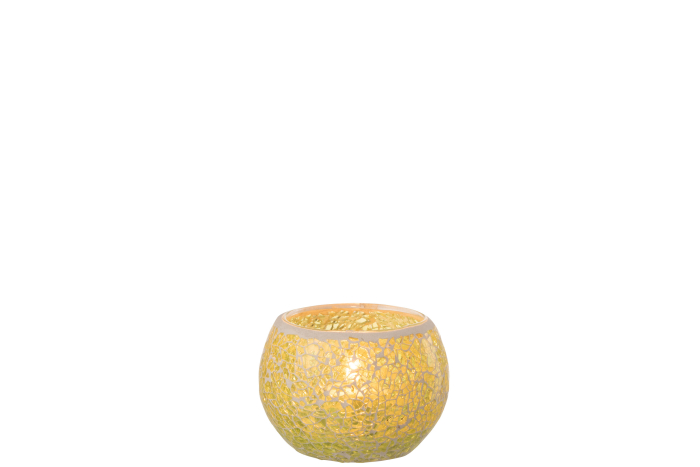 Suport lumanari, Sticla, Galben, 10x10x7 [3]