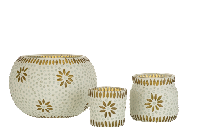 Suport lumanari, Sticla, Galben, 12.5x12.5x9 [4]