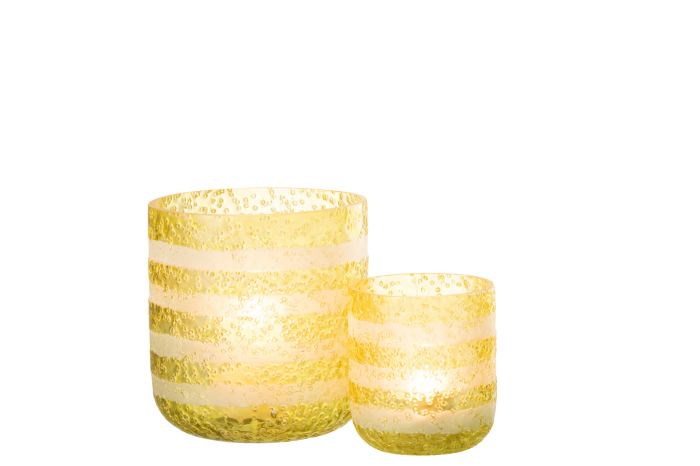 Suport lumanari, Sticla, Galben, 14x14x15 [6]
