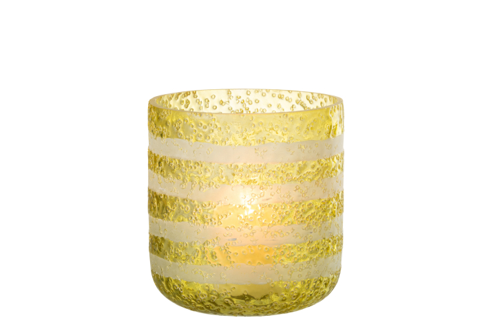Suport lumanari, Sticla, Galben, 14x14x15 [3]