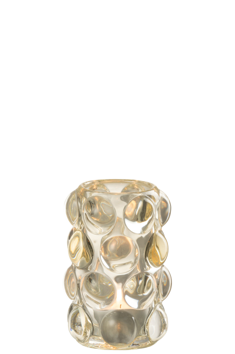 Suport lumanari, Sticla, Galben, 8.5x8.5x12.5 [2]