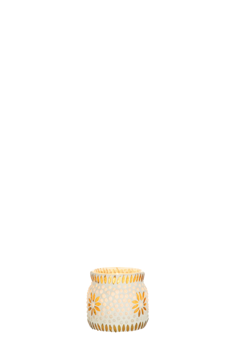 Suport lumanari, Sticla, Galben, 8x8x7 [2]