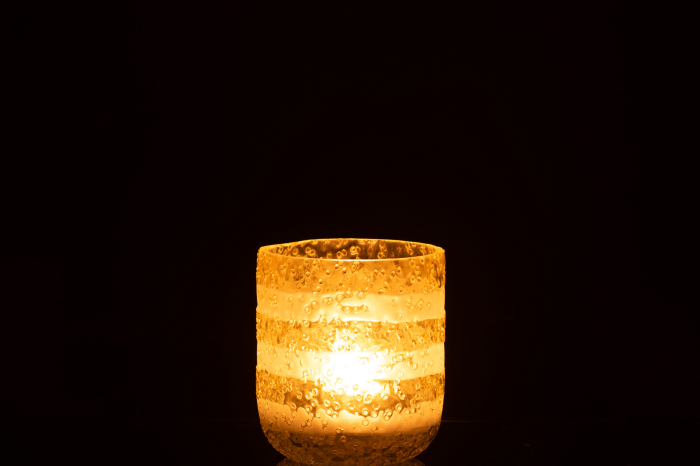 Suport lumanari, Sticla, Galben, 9x9x10 [4]