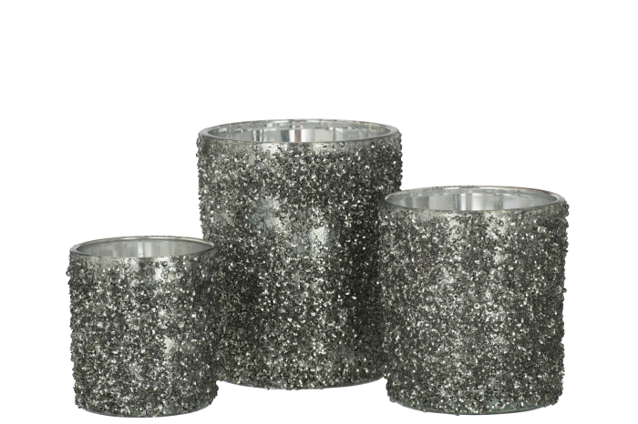 Suport lumanari, Sticla, Gri, 10x10x12 [4]