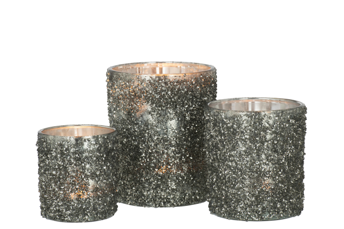 Suport lumanari, Sticla, Gri, 10x10x12 [5]