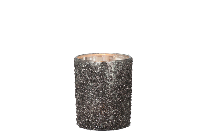 Suport lumanari, Sticla, Gri, 10x10x13 [2]