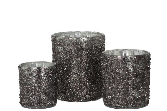 Suport lumanari, Sticla, Gri, 10x10x13 [4]