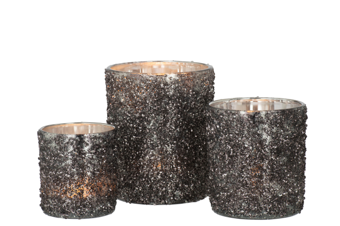 Suport lumanari, Sticla, Gri, 10x10x13 [5]