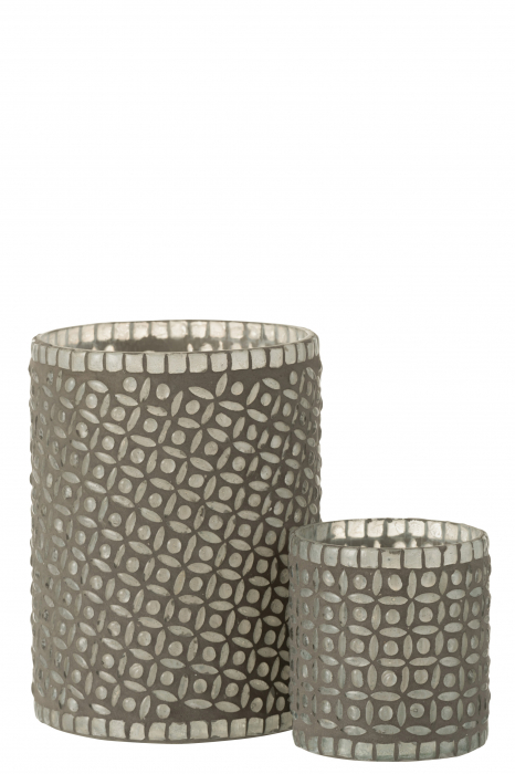 Suport lumanari, Sticla, Gri, 12.5x12.5x17 cm [4]