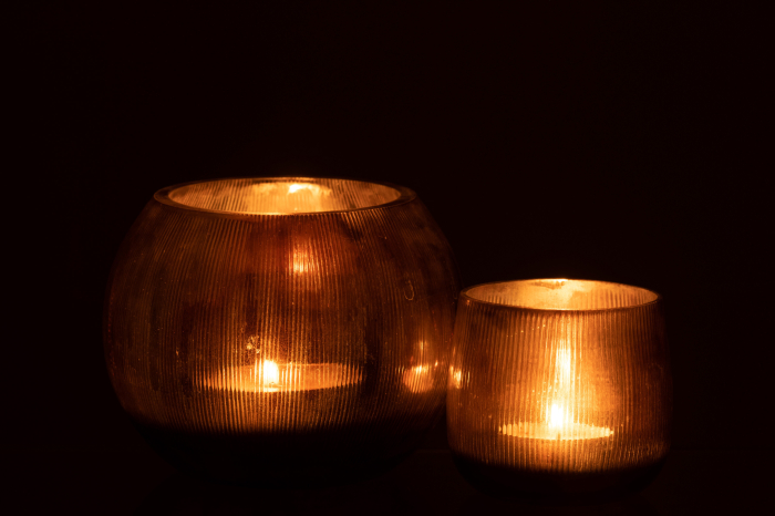 Suport lumanari, Sticla, Gri, 13x13x10 [7]