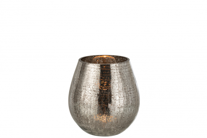 Suport lumanari, Sticla, Gri, 16.5x16.5x17.5 cm [2]