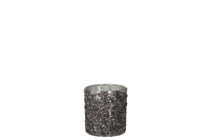 Suport lumanari, Sticla, Gri, 7x7x8 [1]