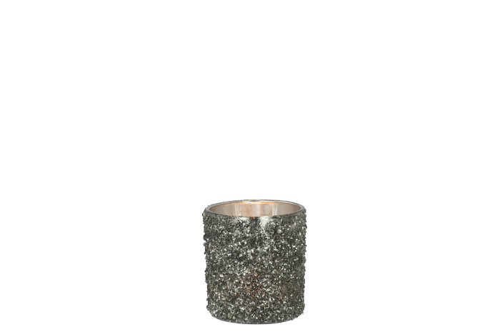 Suport lumanari, Sticla, Gri, 7x7x8 [2]
