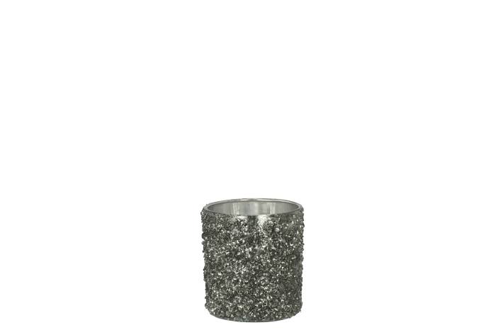 Suport lumanari, Sticla, Gri, 7x7x8 [1]