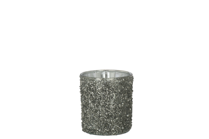 Suport lumanari, Sticla, Gri, 9x9x10 [1]