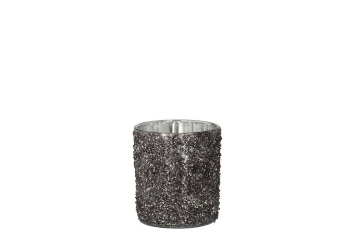 Suport lumanari, Sticla, Gri, 9x9x10 [1]