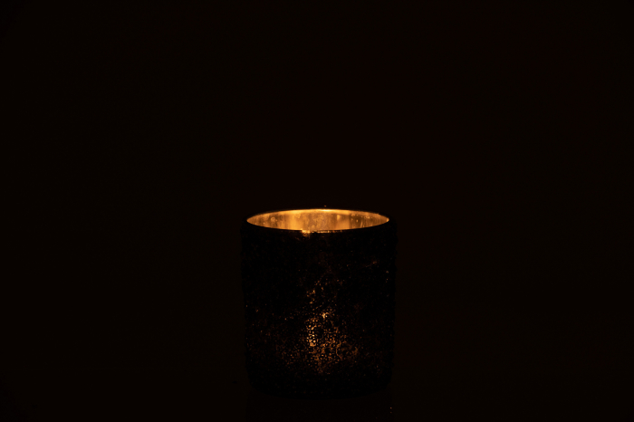 Suport lumanari, Sticla, Gri, 9x9x10 [3]