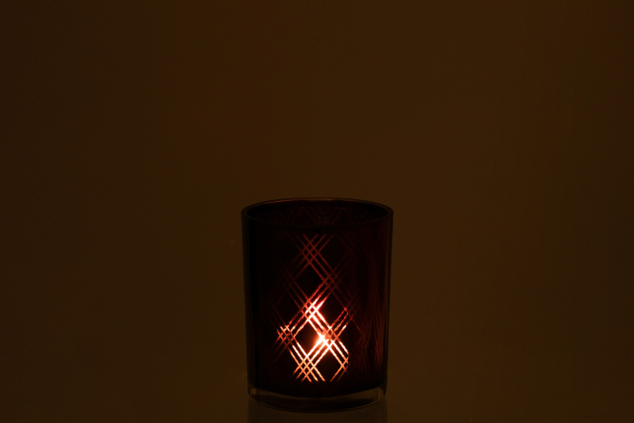 Suport lumanari, Sticla, Mov, 10x10x12.5 [3]