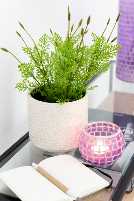 Suport lumanari, Sticla, Mov, 10x10x8 [5]