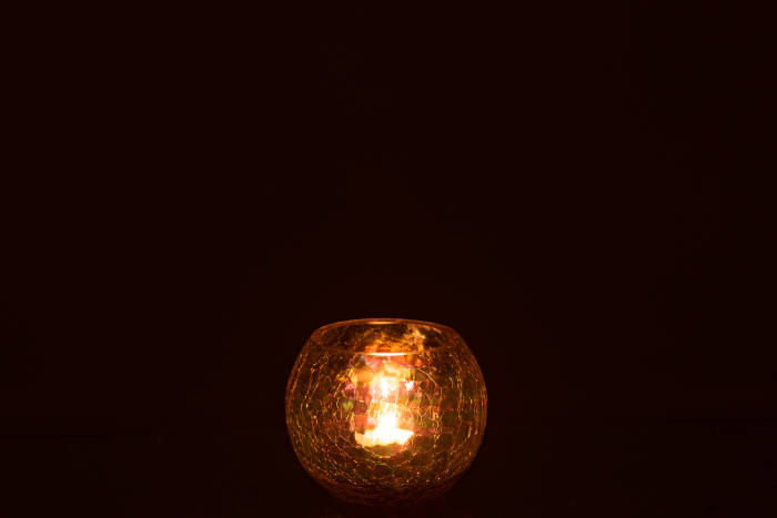 Suport lumanari, Sticla, Mov, 12x12x10 [3]